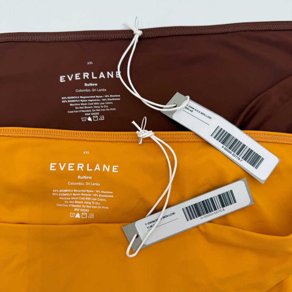 Everlane ReNew Bundle Set Of 2 Bikini Suit Bottoms XXL NWT Mustard Yellow Brown - Picture 2 of 4